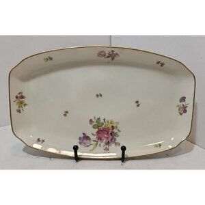 Vtg Rosenthal K2922 Else 11" Rectangular Platter Sandwich Tray Gold Trim Floral